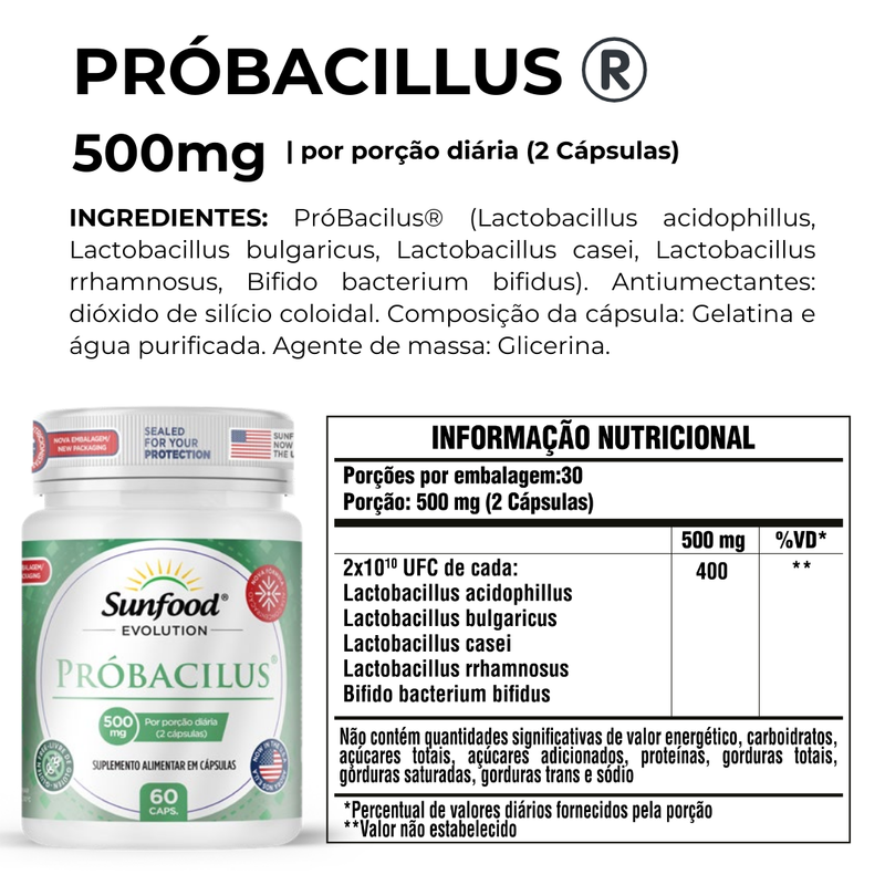 Próbacilus Sunfood 500mg 60caps