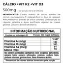 Cálcio + Vit K2 + Vit D3 Sunfood 500mg 60softgels