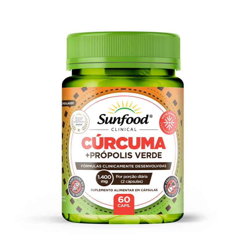 Cúrcuma + Própolis Verde Sunfood 1400mg 60Caps