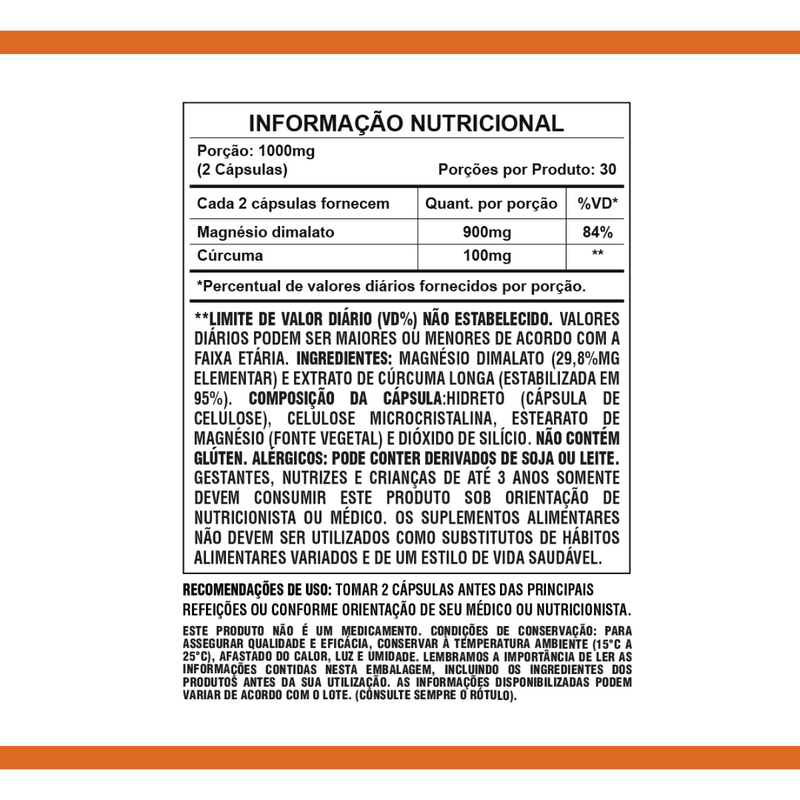 Magnésio Dimalato + Cúrcuma Sunfood 1000mg 60Caps