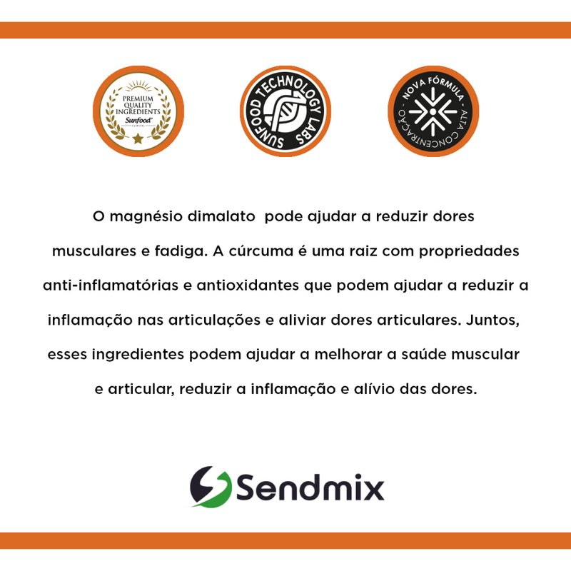 Magnésio Dimalato + Cúrcuma Sunfood 1000mg 60Caps