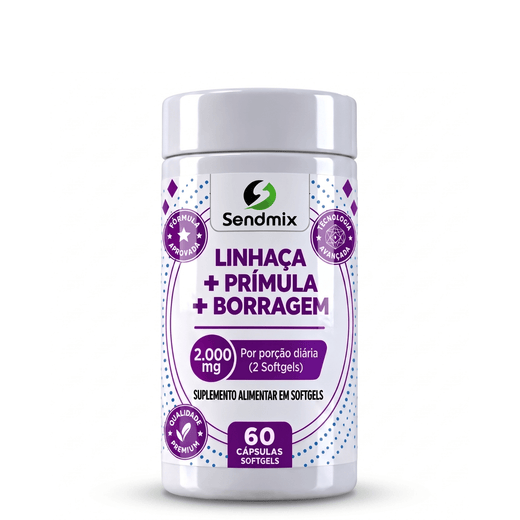 Linhaça + Primula + Borragem Sendmix 2000mg 60Softgels