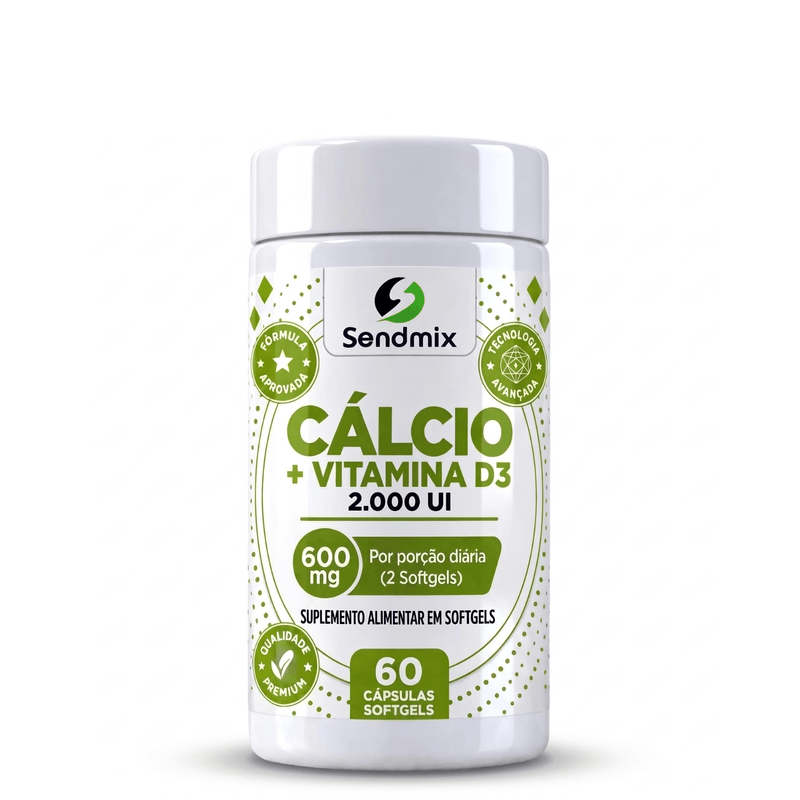 Cálcio + Vitamina D3 Sendmix 600mg 60Softgels