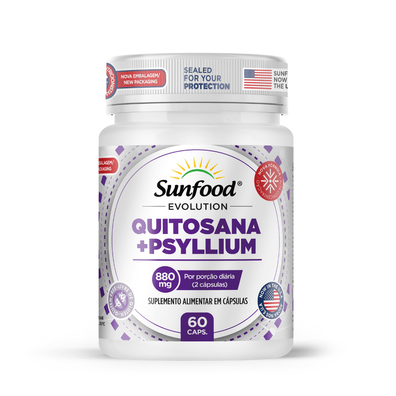 Quitosana + Psyllium Sunfood 880mg 60Caps