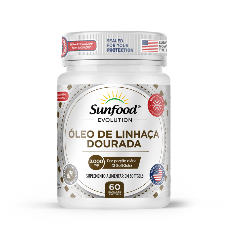 Óleo De Linhaça Dourada Sunfood 2000mg 60Softgels