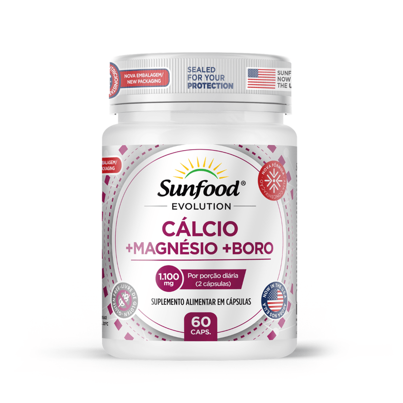 Cálcio + Magnésio + Boro Sunfood 1100mg 60caps