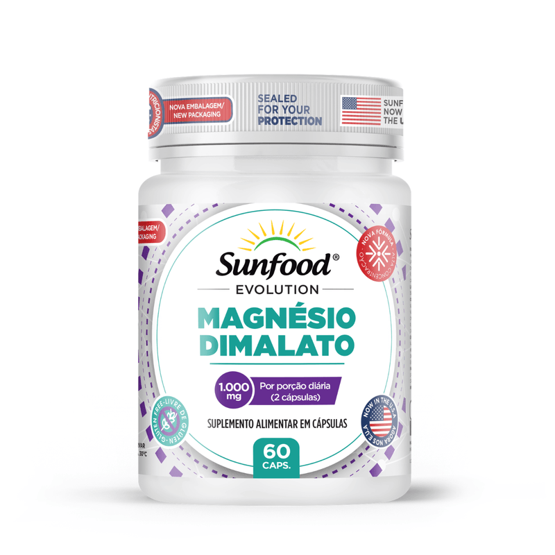 Magnésio Dimalato Sunfood 1000mg 60 Caps