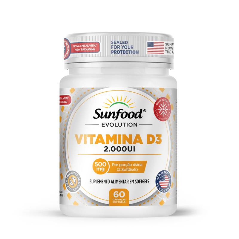 Vitamina D3 Sunfood 2.000ui 60Softgels