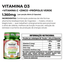 Vitamina D3 + Vitamina C + Zinco + Própolis Verde Sunfood 1360mg 60caps